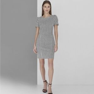 Andrew Marc Black and White Patterned Mini Dress